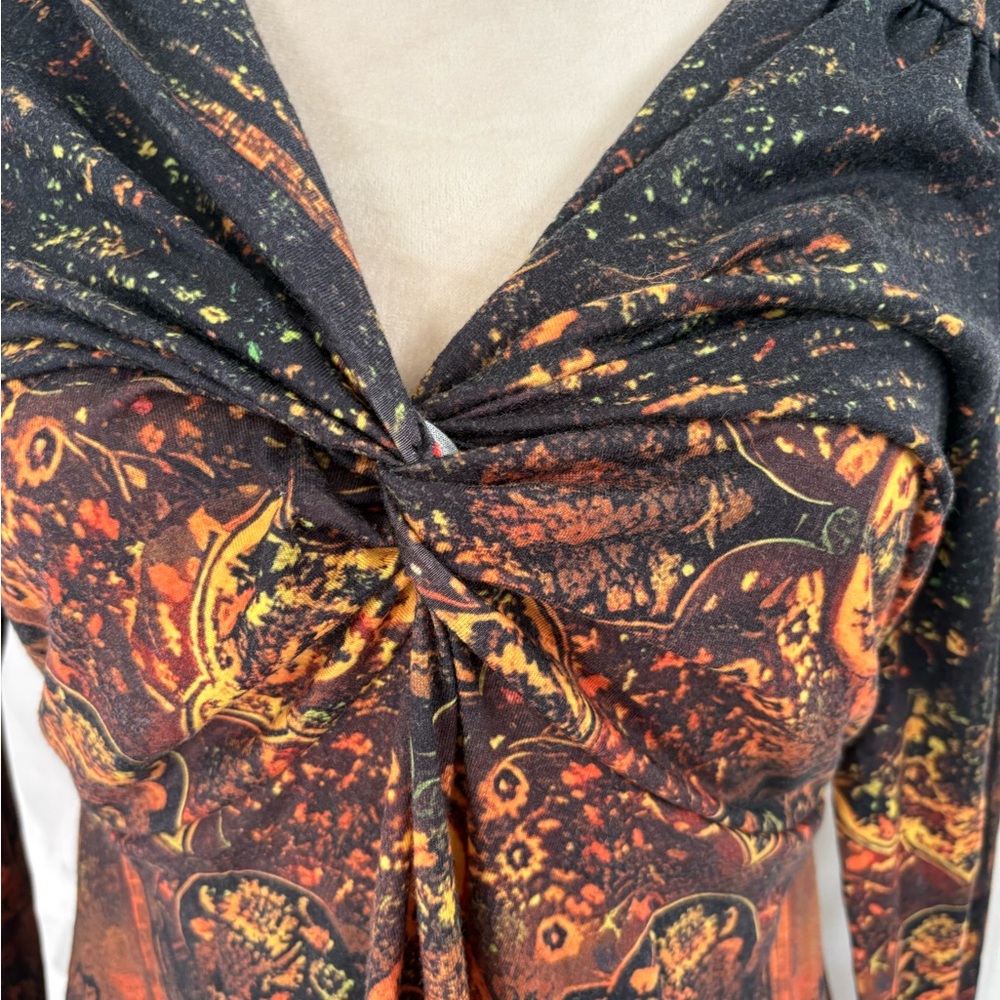 Bohemian Long Sleeve Top with Knot Detail - Picture 2 of 4
